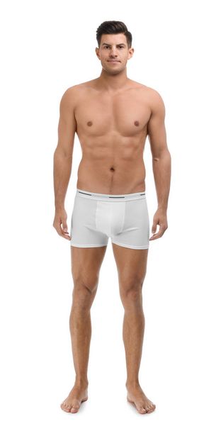 Handsome man in underwear on white background - Foto, imagen