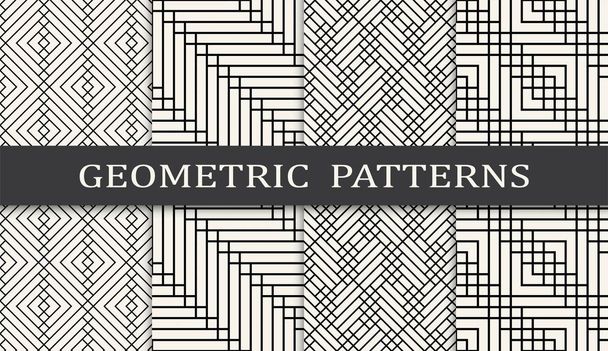 black and white geometric grid pattern set - Vector, Image