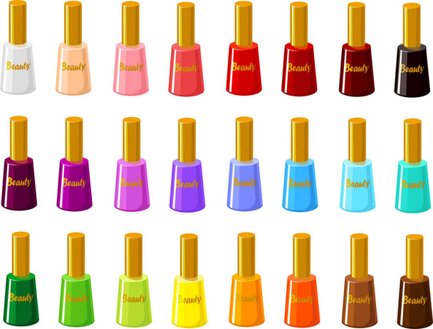 Vector illustration of various colors of nail polish - ベクター画像