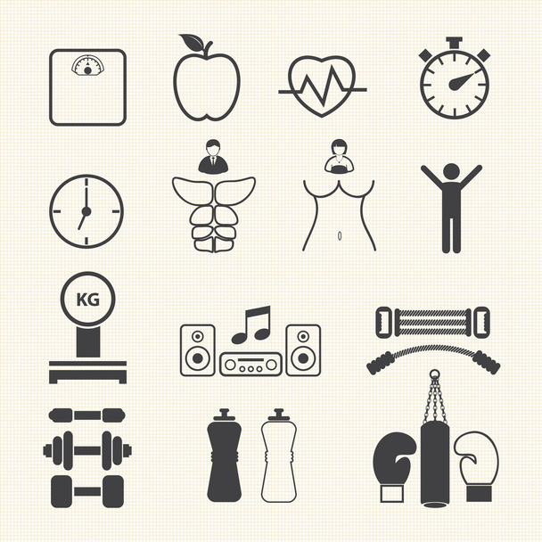 Iconos de Salud y Fitness. Vector
 - Vector, imagen