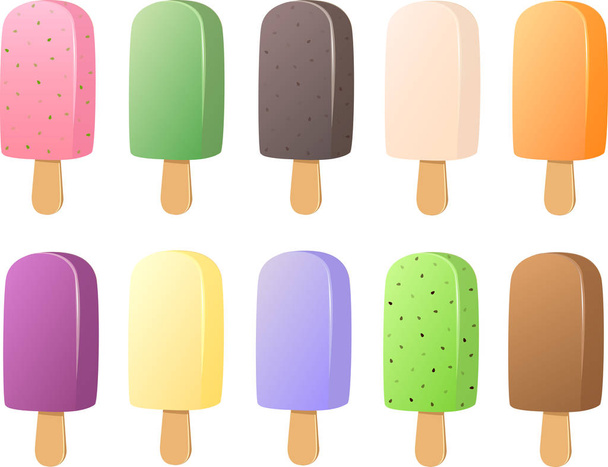 Vektori esimerkki erilaisista Aasian japanilaisista jäätelöistä tai jäätelöistä Aasian makuja
 - Vektori, kuva