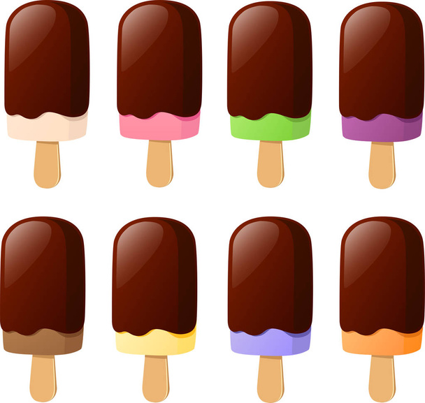 vector ilustración de varios tipos de helados japoneses asiáticos
 - Vector, imagen