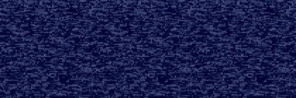 Σκούρο μπλε Denim Marl Melange Tweed Διάνυσμα μοτίβο συνόρων. Heathered Denim Knitting Style. Indigo Space Dyed Stitch Υφή Ύφασμα Ύφασμα Bordure Washi Ταινία. Μαλλί Knit Effect Banner Trim. Eps 10  - Διάνυσμα, εικόνα