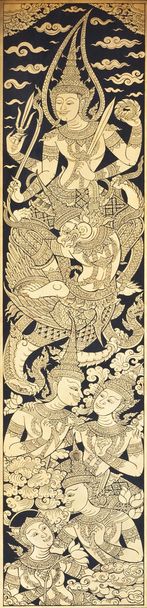 Картина в тайском стиле в тайском храме, Таиланд. Обобщение
 - Фото, изображение