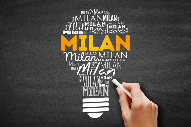Milan light bulb word cloud - Foto, afbeelding
