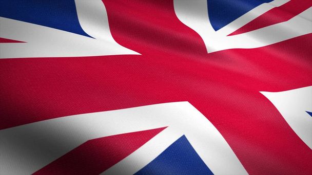 Flag of Britain. Realistic waving flag 3D render illustration with highly detailed fabric texture. - Photo, Image