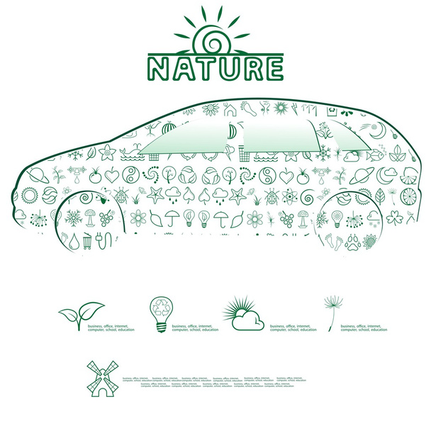 Ecological car of a vector illustration the modern - Vetor, Imagem