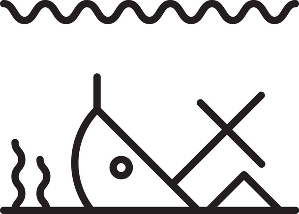 Zwarte lijn Gezonken schip op de bodem van de zee pictogram geïsoleerd op witte achtergrond. Vector Illustratie - Vector, afbeelding