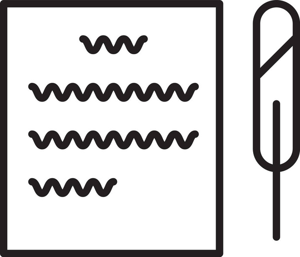 Czarna linia Pióro pióro i ikona przewijania papieru izolowane na białym tle. Ilustracja wektora - Wektor, obraz