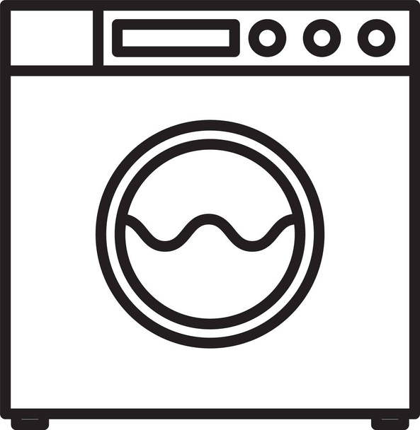Чорна лінія піктограма мийки ізольована на білому тлі. Піктограма пральної машини. Пральна машина - пральна машинка. Символ побутової техніки. Векторна ілюстрація
 - Вектор, зображення