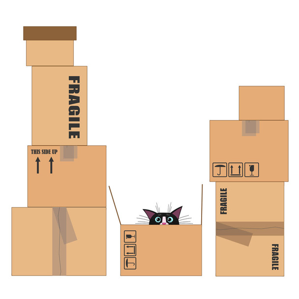Πολλά από τα κενά κουτιά για μετακίνηση - Διάνυσμα, εικόνα