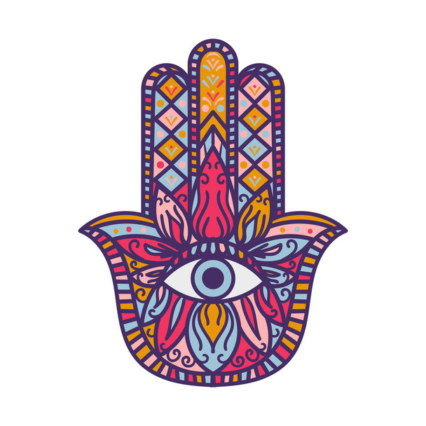 Hamsa Fatima Hand Tradition Amulet Colorful Symbol - Διάνυσμα, εικόνα