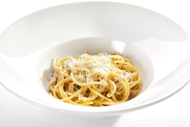 Italian Spaghetti Alla Carbonara with Grated Parmesan - Photo, image