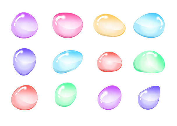 Multi-colored drops, colored liquid set. Vector illustration - Vector, imagen