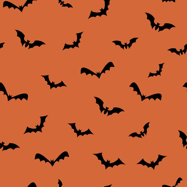 Nietoperze płynnie powtarzają wzór na październikowe wakacje na pomarańczowym tle. Ilustracja wektora Eps10. - Wektor, obraz