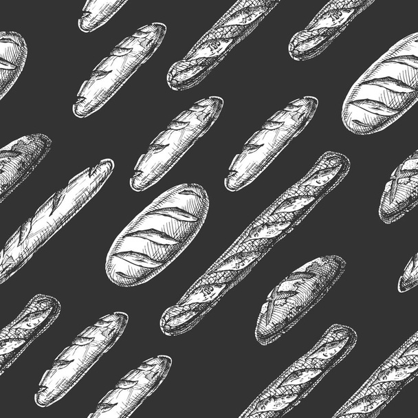  seamless pattern with long loaf and baguette - Vecteur, image