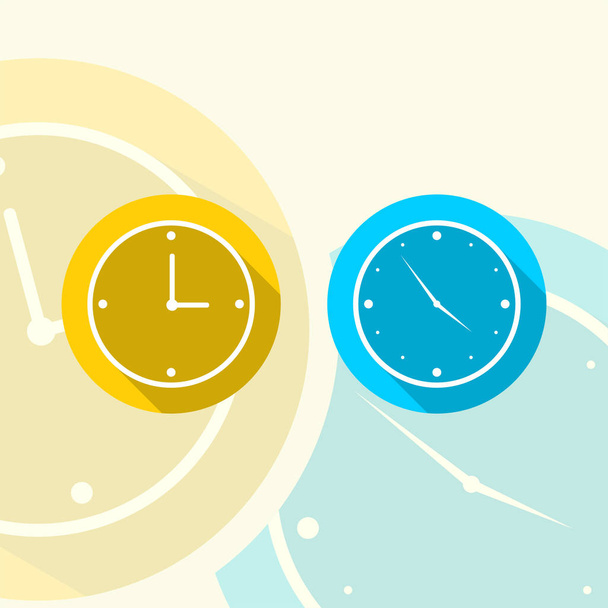 klok en horloge plat pictogram - Vector, afbeelding