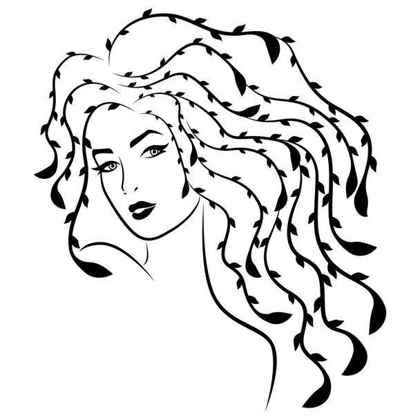 Beautiful charming lady with stylized hair - Вектор, зображення