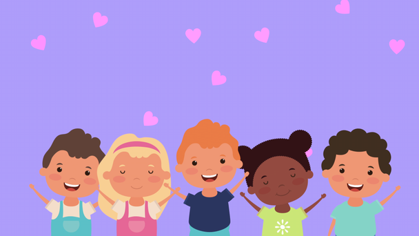little interracial kids group characters - Footage, Video