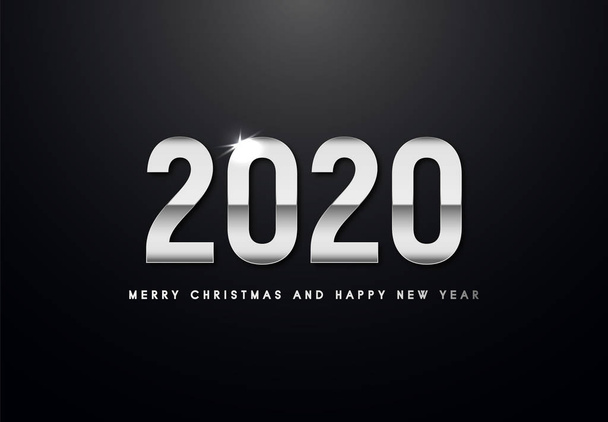 Merry Christmas and Happy New Year silver letters Backgorund - Vector, Image