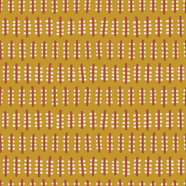 Kantha hímzés varratok vektor textúra. Dekoratív indiai Needlework zökkenőmentes minta háttér. Meleg arany etnikai futófelület vízszintes törött csík.Textil Nyomtatási hatás Ismételje meg a csempe Eps 10 - Vektor, kép