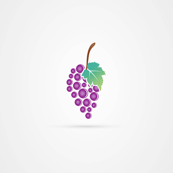 Conception vectorielle d'icône de raisin et de feuille
 - Vecteur, image
