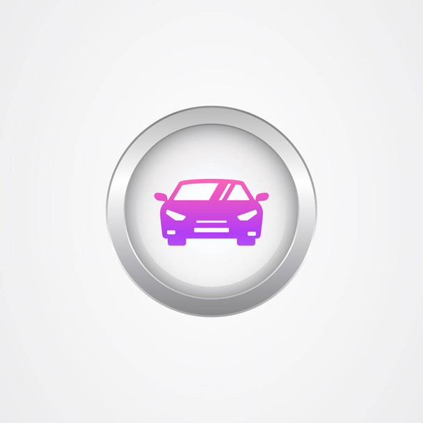 Botón de metal redondo con icono de coche, icono de aplicación
 - Vector, Imagen