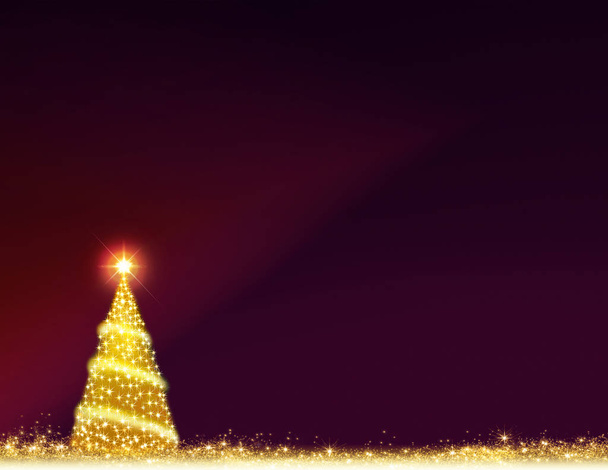 Arbre de Noël doré isolé sur fond rouge
. - Photo, image