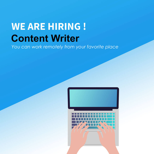 We are hiring content writer. vector banner illustration. - Vector, Image