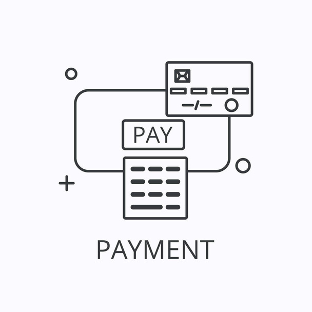 現代の細い線のアイコン支払いの概念。クレジットカードとATM 。ベクターイラスト - ベクター画像