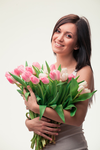 Girl with a bouquet - Foto, afbeelding