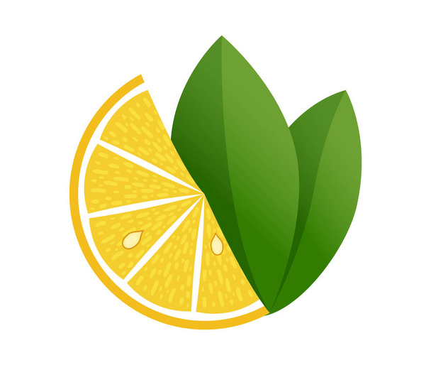 Лимонний шматочок Векторні ілюстрації на білому тлі. Свіжий кисло-лимонний значок. Дизайн логотипу
 - Вектор, зображення