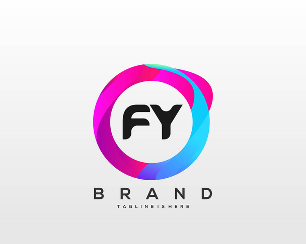 FY initial logo With Colorful Circle template vector - Vector, Image