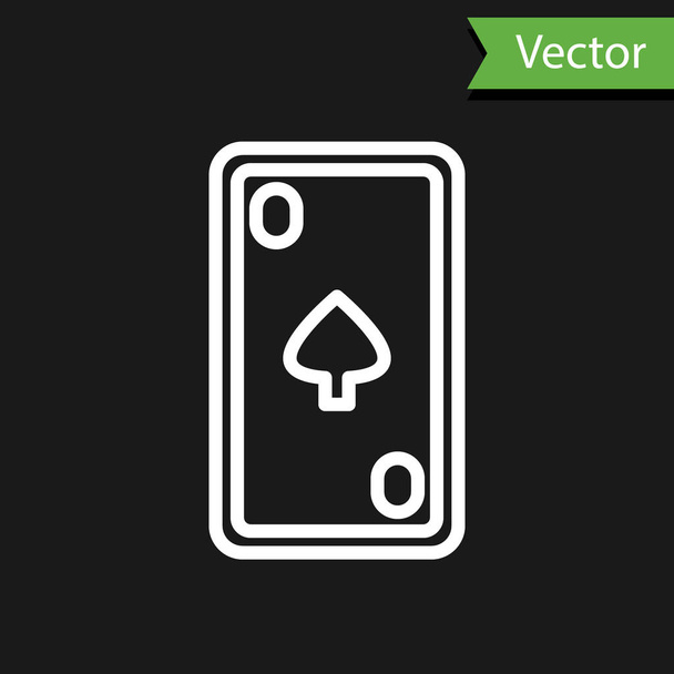 Witte lijn speelkaart met diamanten symbool pictogram geïsoleerd op zwarte achtergrond. Casino gokken. Vector Illustratie - Vector, afbeelding