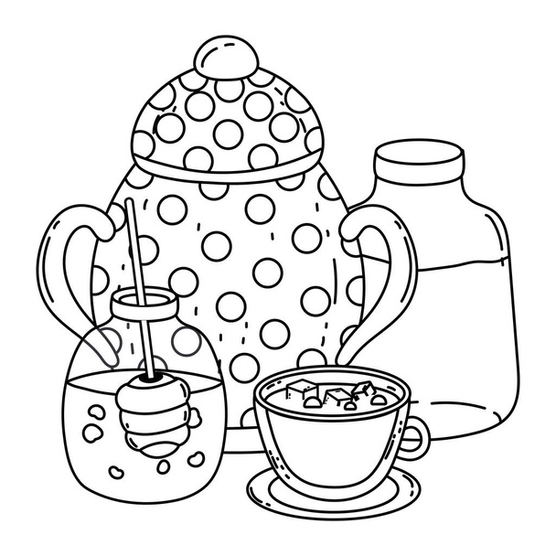 Isolated sugar bowl and milk bottle design - Vector, afbeelding
