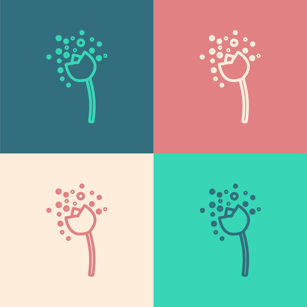 Color line Flower producing pollen in atmosphere icon isolated on color background.  Vector Illustration - Vector, Image