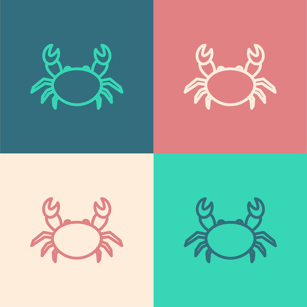 Color line Crab icon isolated on color background.  Vector Illustration - Vector, Image
