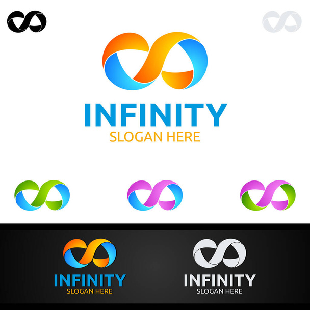 Infinity loop logo icon. Vector unlimited infinity, endless line shape sign - Vector, Image