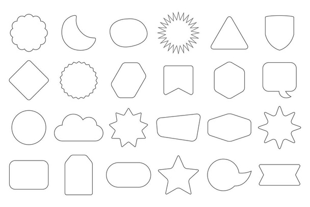 Black line and isolated random shapes empty frames and banners icons set on white background - ベクター画像