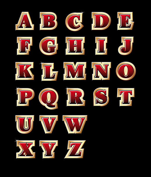 Golden style alphabet - Vector, Image