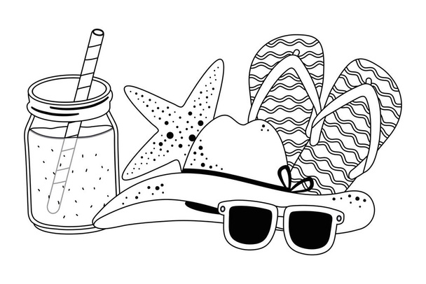 Summer and vacation icon set design - Vector, Image
