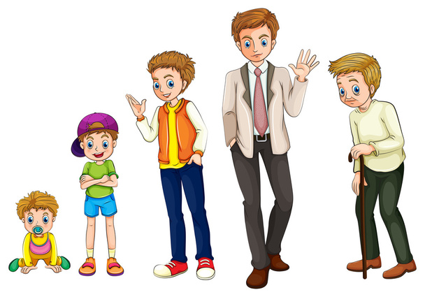 A man from childhood to adulthood - Vector, Image