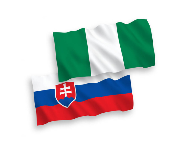 Bandeiras da Eslováquia e da Nigéria sobre um fundo branco
 - Vetor, Imagem