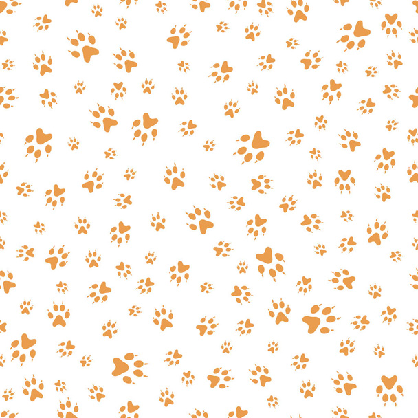 Seamless pattern Dog paw tracks Animal background - Vetor, Imagem