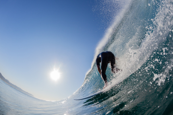 Surfer Surfing Wave Ride Rear Behind Water Photo - Photo, Image
