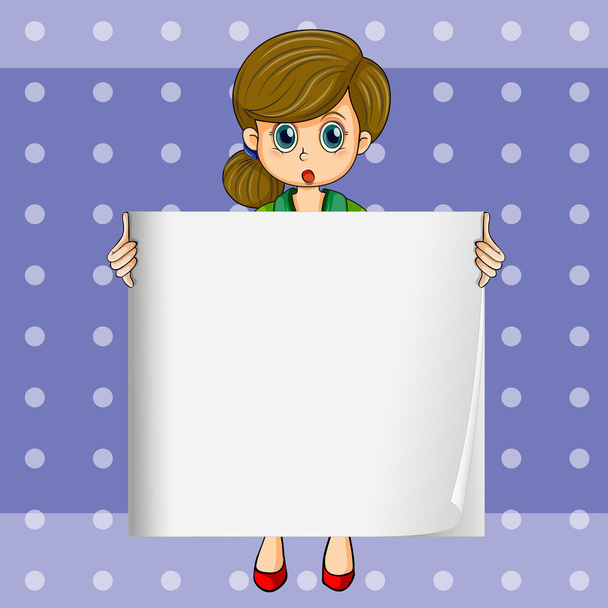 A woman holding an empty template - Vector, Image