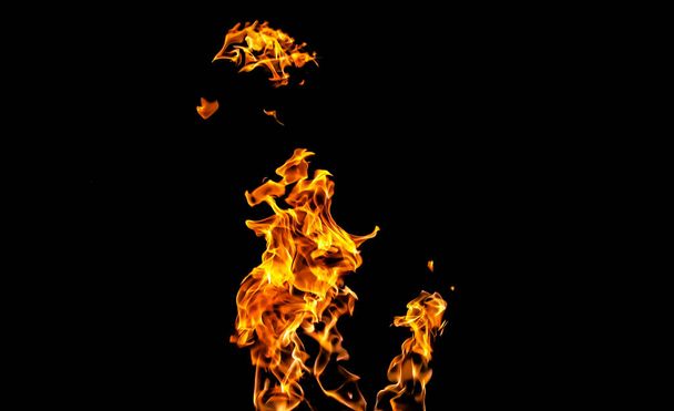 Fire flames on black background. fire on black background isolat - Foto, Imagen