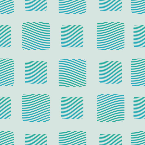 seamless abstract vector pattern with two sizes of striped squares in teal color - Vector, Image