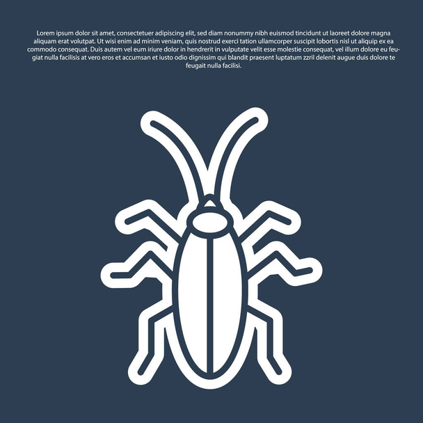 Blue line Cockroach icon isolated on blue background. Vector Illustration - Vector, Image