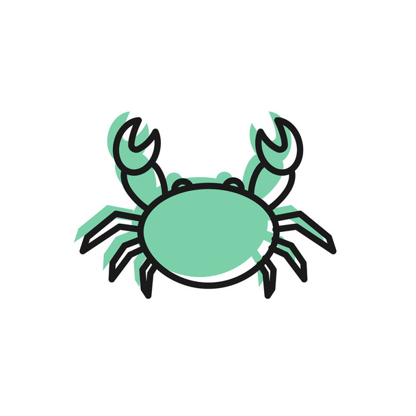 Black line Crab icon isolated on white background. Vector Illustration - ベクター画像